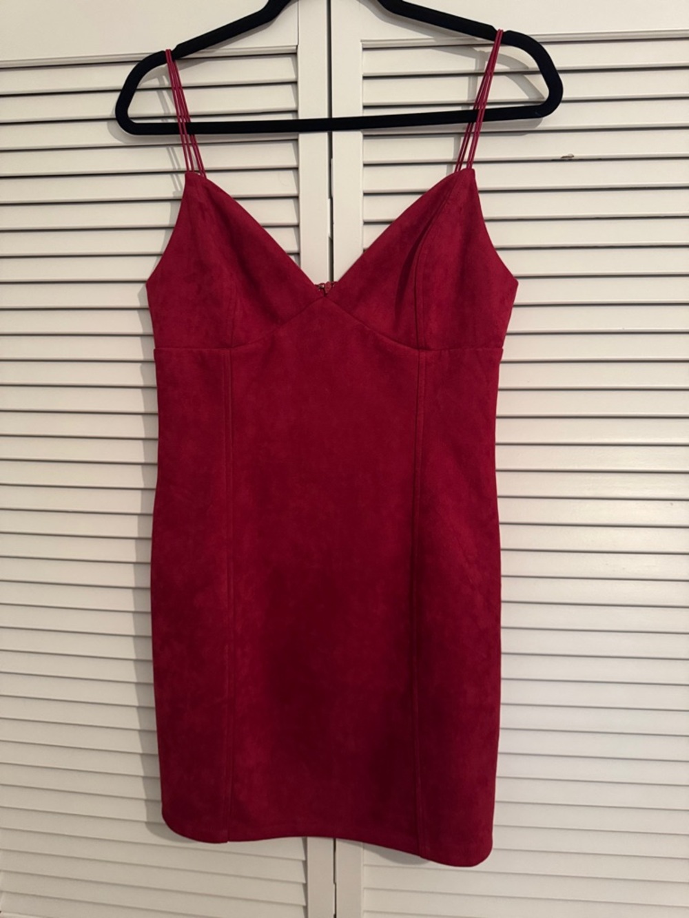 Lulus Red Suede-Look Spaghetti Strap Mini Dress
